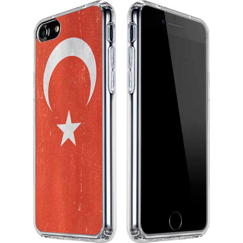 Turkish Flag Distressed iPhone SE (2nd & 3rd Gen) Clear Case